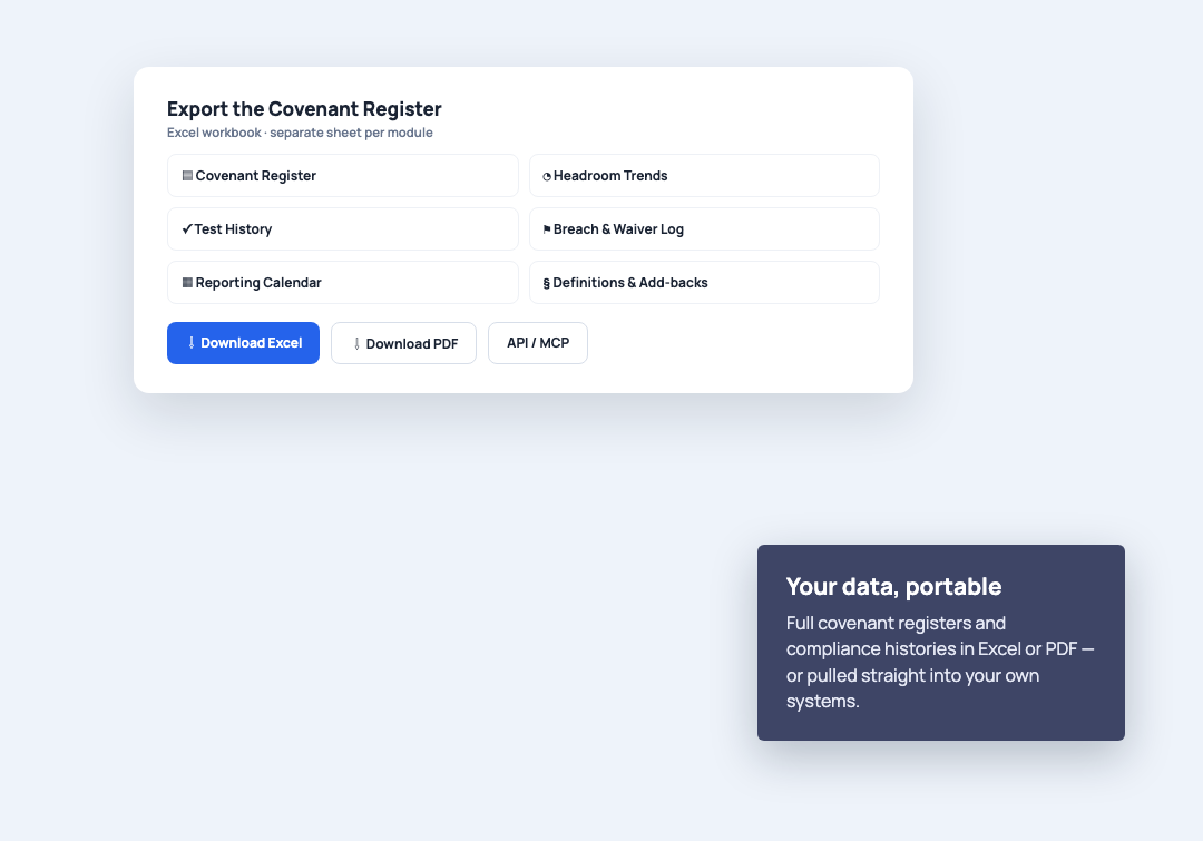 Export the covenant register